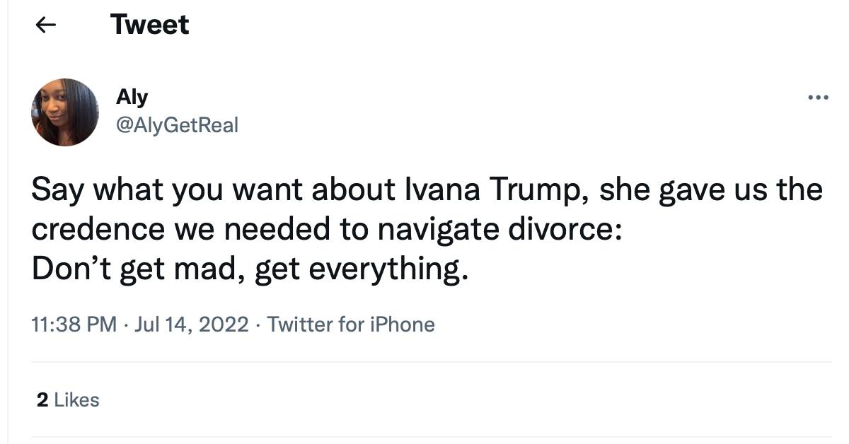 Um tweet sobre a famosa frase de Ivana Trump em 'The First Wives Club'