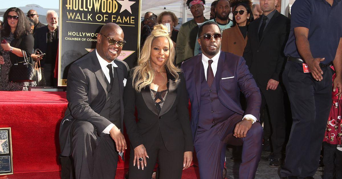 (lr): Andre Harrell, Mary J. Blige e Diddy al suo evento Hollywood Walk of Fame.