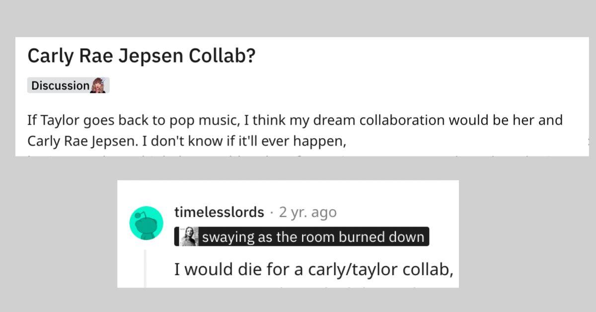 Tópico do Reddit sobre Taylor Swift e Carly Rae Jepsen