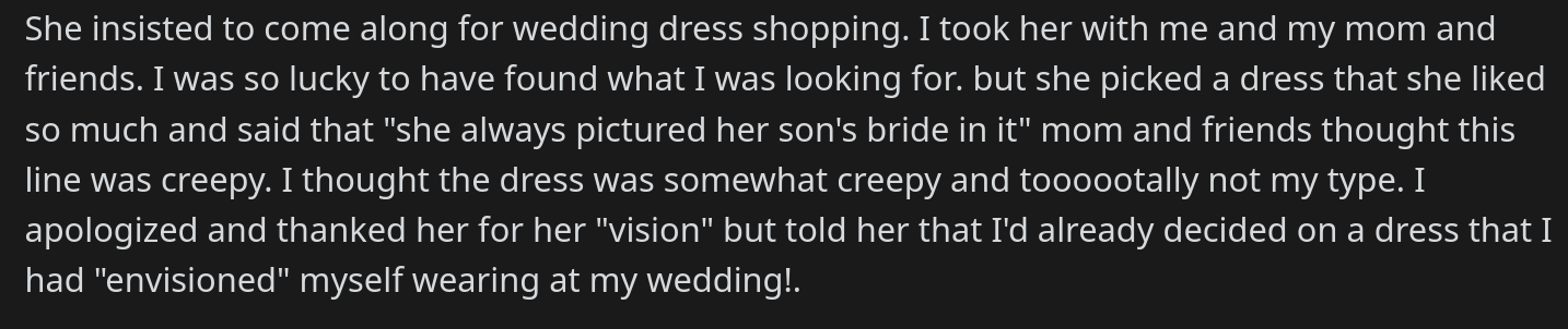 il fidanzato restituisce l'abito da sposa lo sostituisce con l'abito della suocera