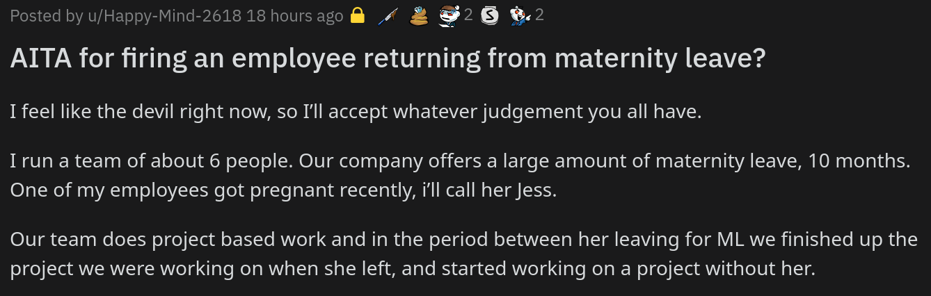 Redditマネージャーが出産休暇を解雇