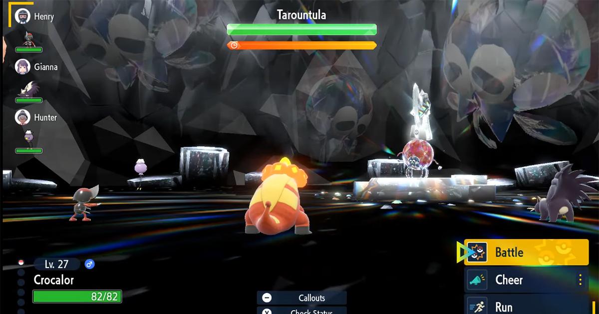 玩家在 Tera Raid 中与闪亮的 Tarountula 作战