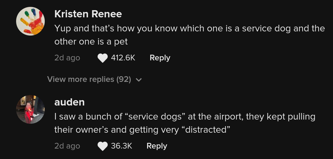 tiktoker service ægte vs falske servicehunde