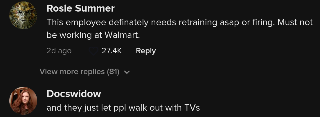 Walmart Greeter hält Kunden fest