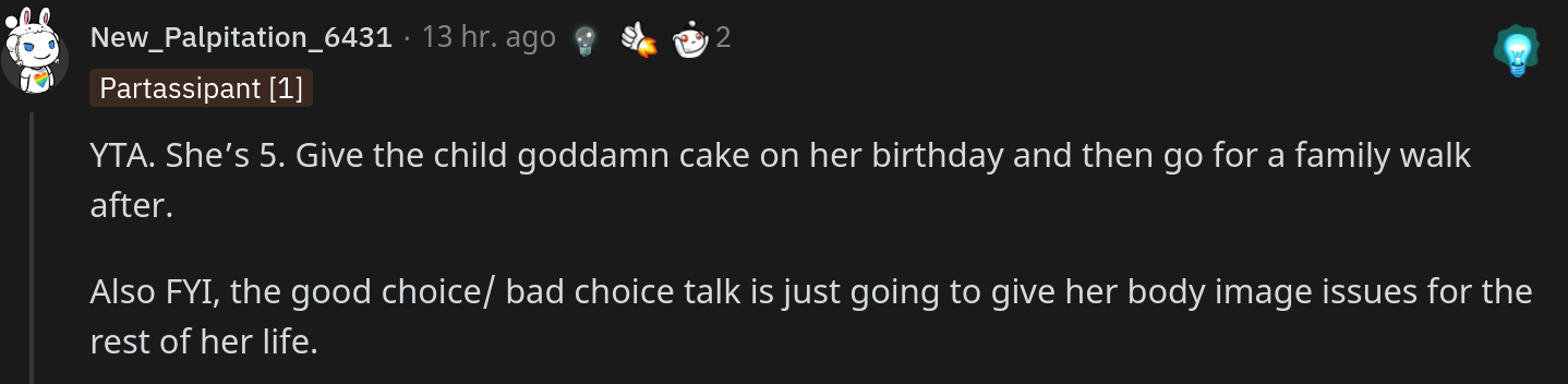 kvinna säger till år gammal ingen tårta för födelsedag