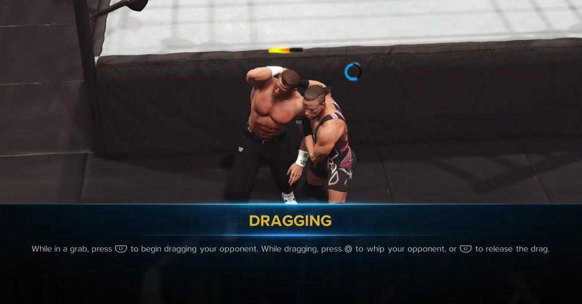 RVD faisant glisser Cena dans WWE 2K23