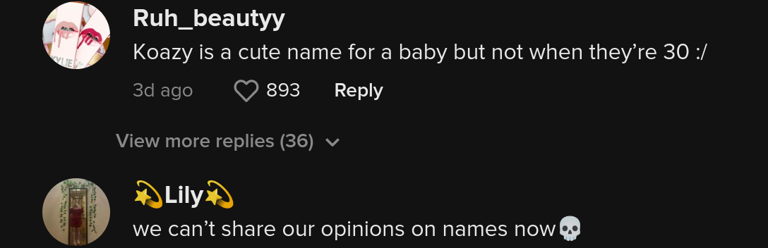 Commenti sul post virale di una mamma che piange perché Internet prende in giro il nome non convenzionale del suo bambino.