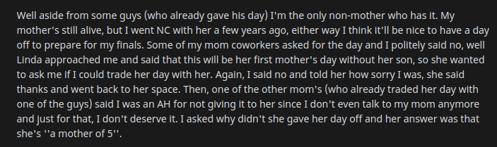 同僚を失った息子の母親の休日