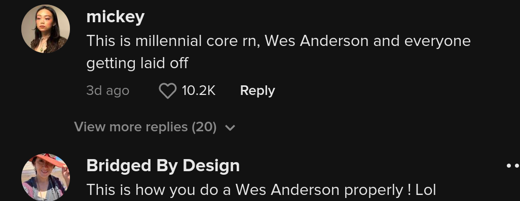 donna accidentalmente licenziata da Wes Anderson
