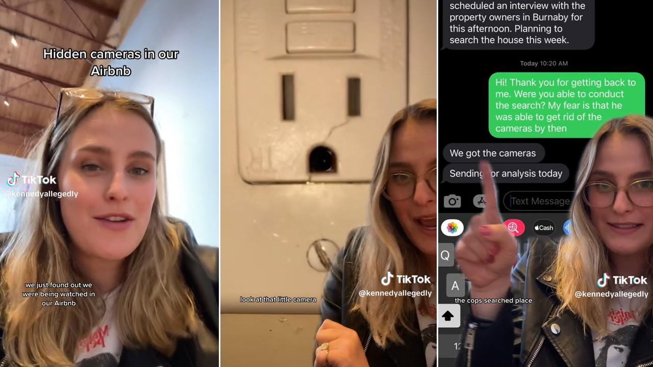 Airbnb에서 숨겨진 카메라를 발견한 여성 TikToker