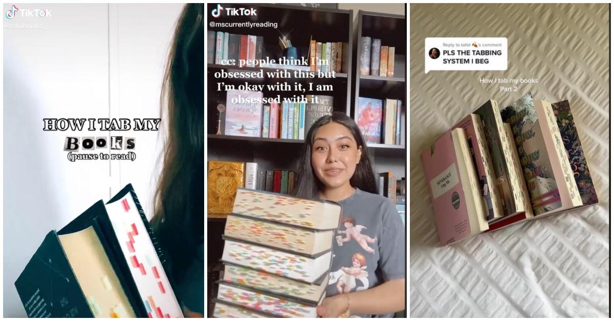 Användare på TikTok förklarar hur de kommenterar sina böcker med flikar. 