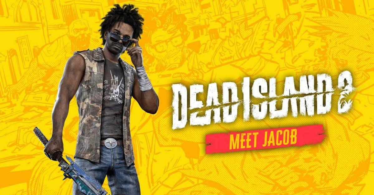 양식화된 노란색 배경의 Dead Island 2의 Jacob.
