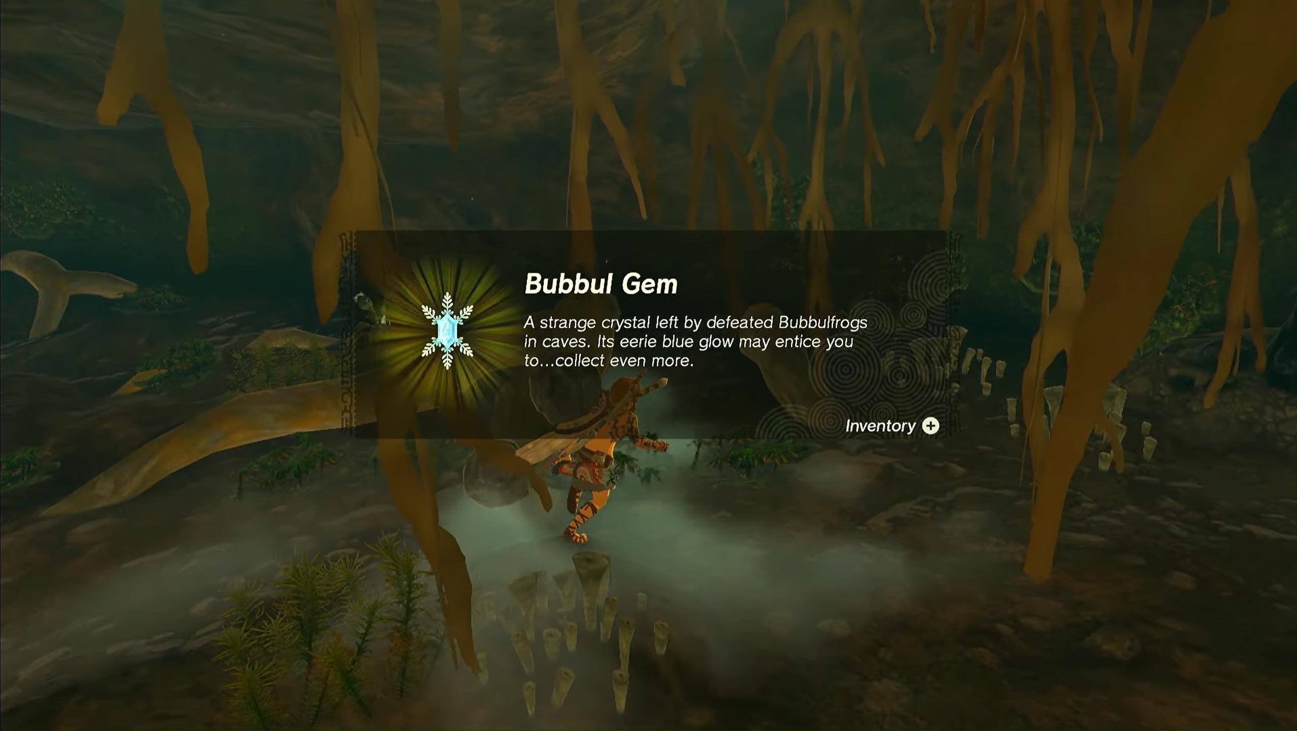 Link encontrando uma Bubbul Gem em Tears of the Kingdom.