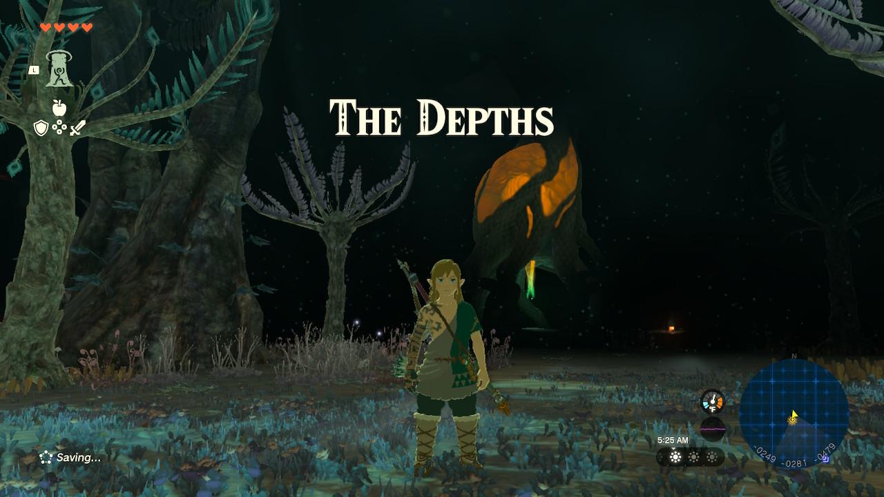 Link entrando nas profundezas em 'Tears of the Kingdom'