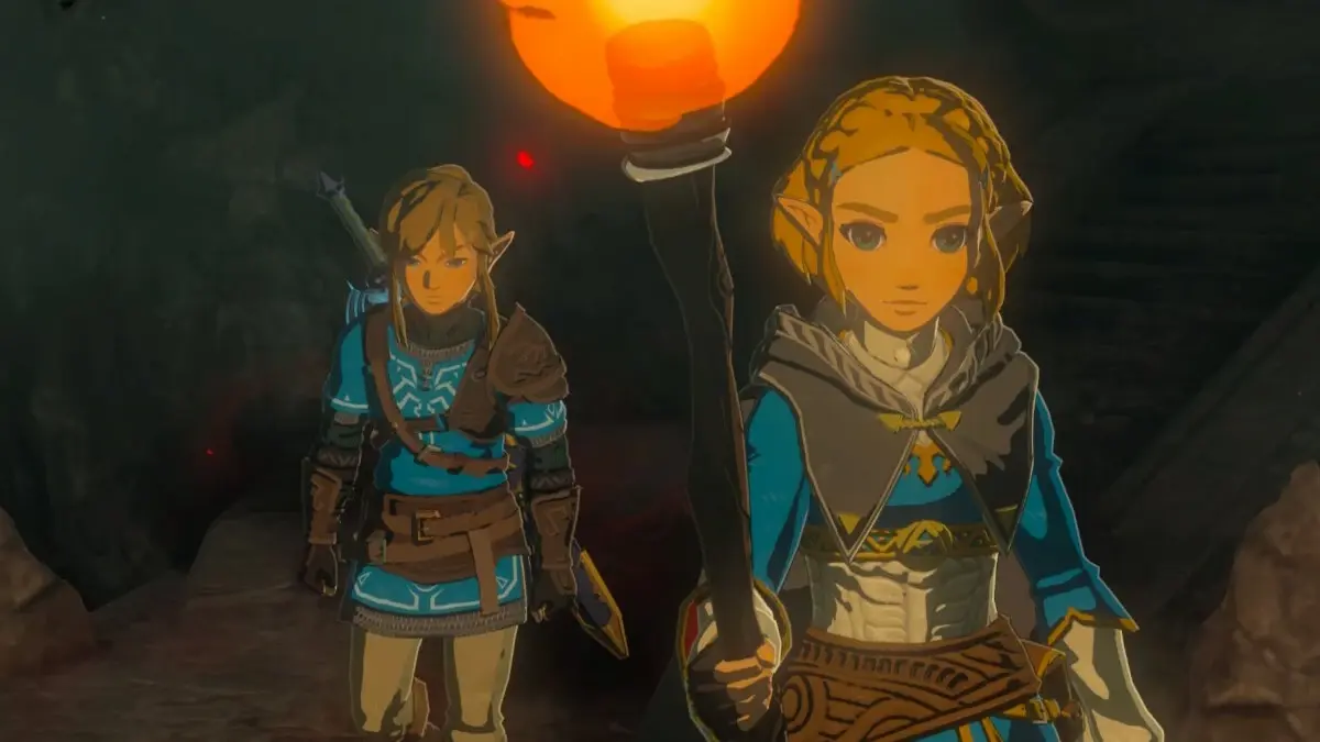'Tears of the Kingdom' Link et Zelda marchant sous terre.