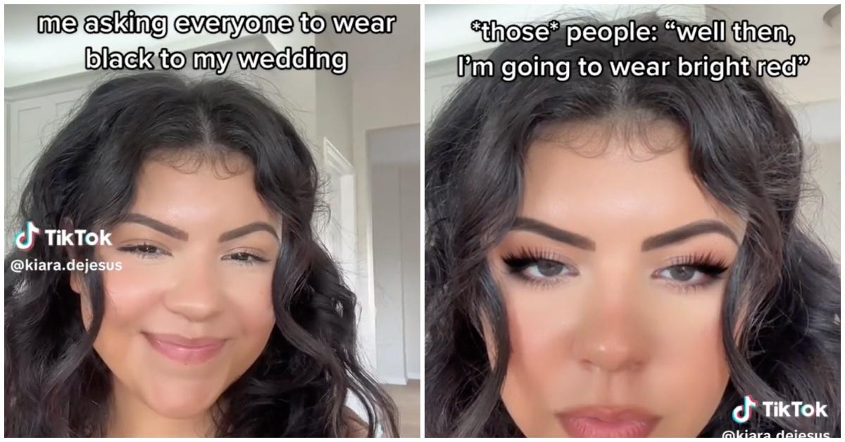 A noiva Kiara publica uma série de vídeos do TikTok sobre um código de vestimenta rígido para seu casamento.