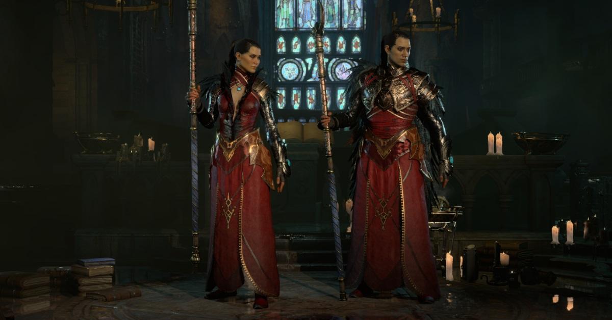 Due stregoni in posa in Diablo IV.