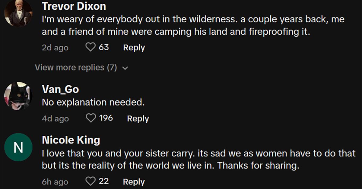 Commenti su tiktok sulla donna escursionista che porta la pistola sui sentieri