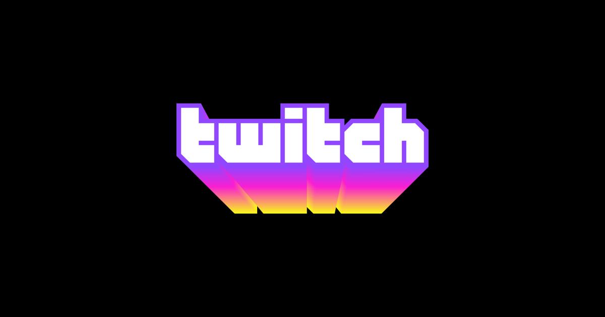 Immagine di un logo Twitch in stile arcobaleno.
