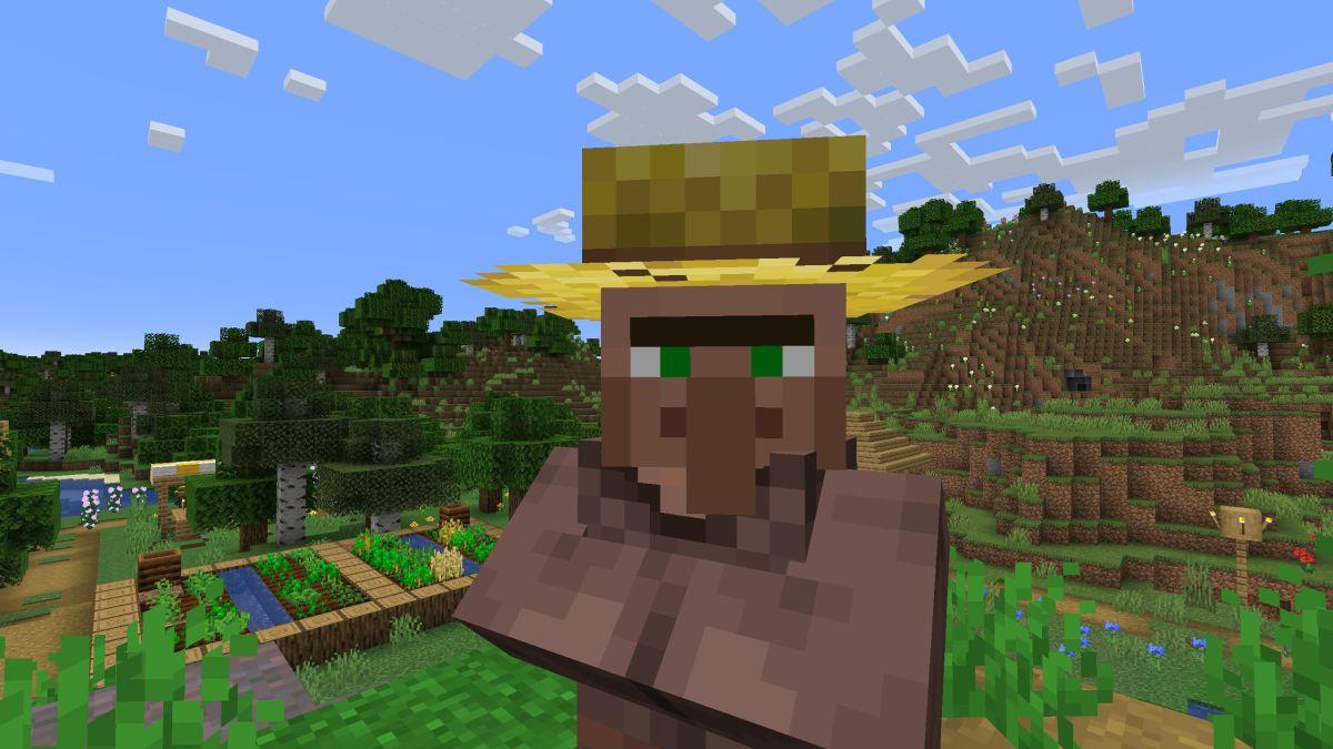 'Minecraft' Immagine ravvicinata di un contadino nel gioco.