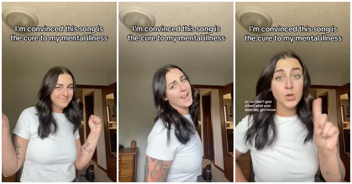Bruna in camicia bianca balla "Tu mio LIl Boo Thang" canzone in un video intitolato: "Sono convinto che questa canzone sia la cura per le mie malattie mentali."