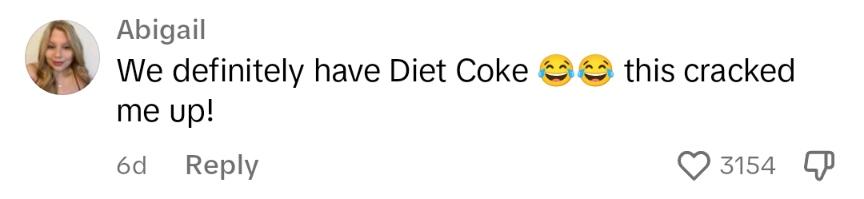 Un commentatore dall'Europa afferma che la Diet Coke è disponibile