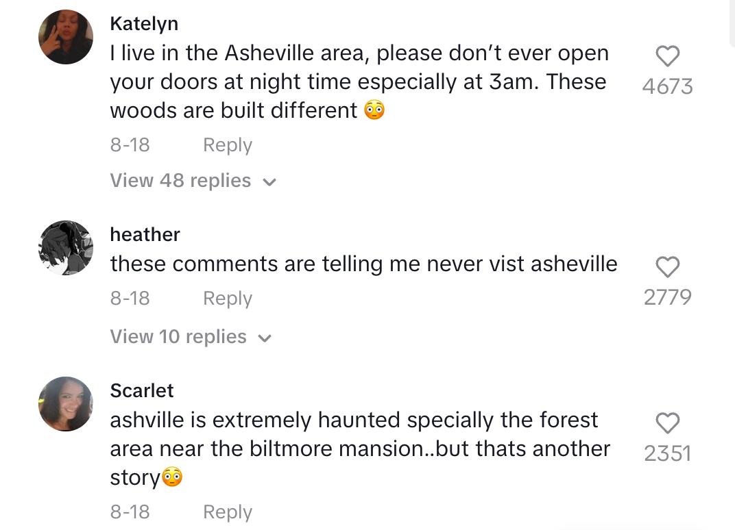 tiktok kommentar Asheville hemsökt