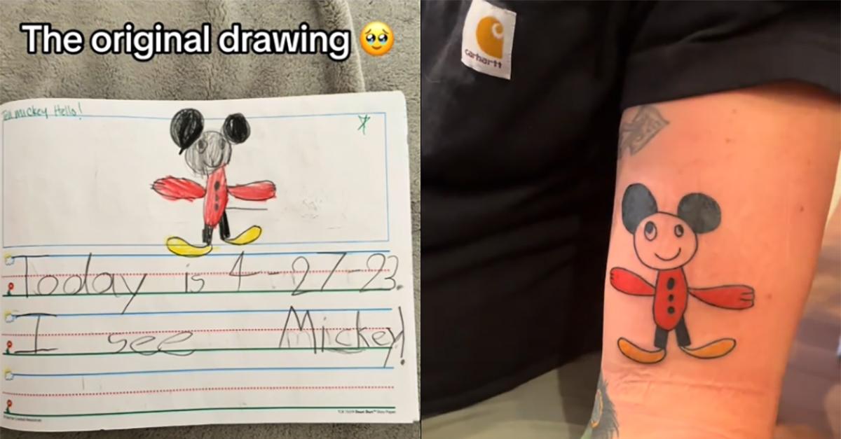 En far fik en tatovering af sin søns kunstværk