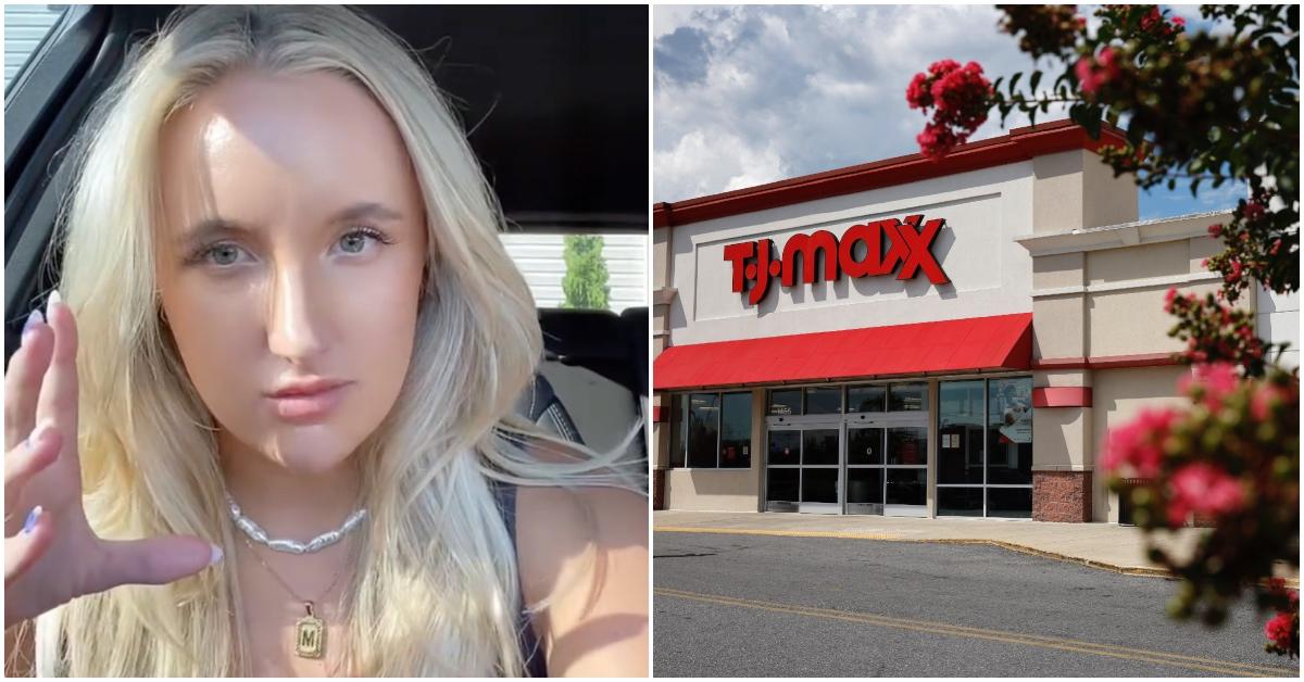 一位购物者解释了一位女士如何站在 TJ Maxx 停车场的汽车后面。