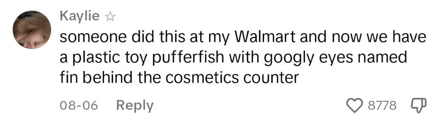 TikTok-Kommentar eines Walmart-Mitarbeiters zu Kulleraugen