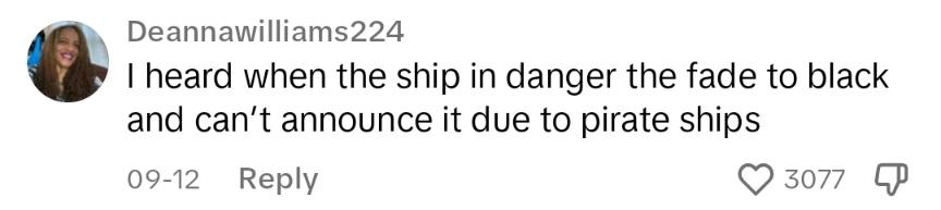 Commento di TikTok sui pirati delle navi da crociera