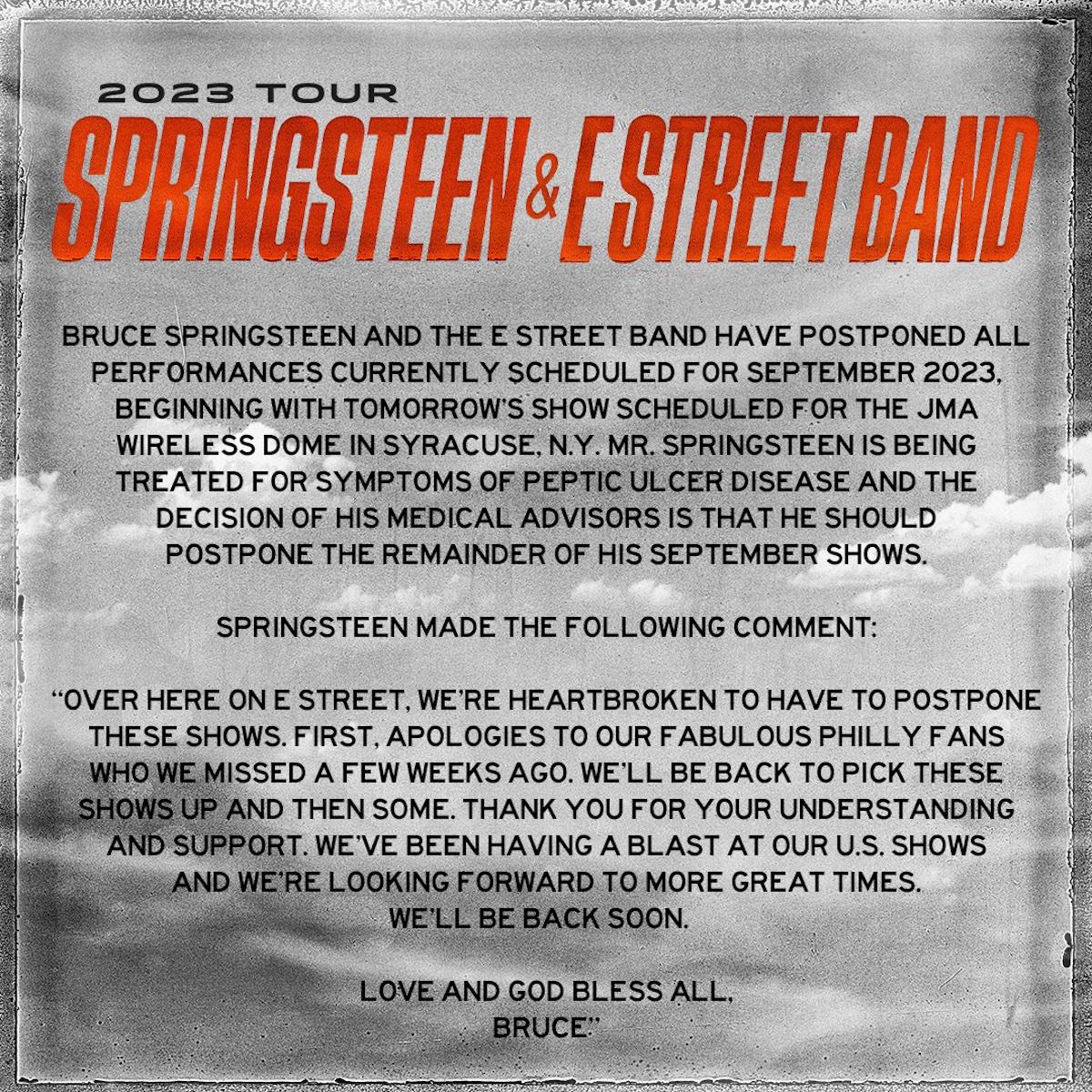 Dichiarazione di rinvio di Bruce Springsteen