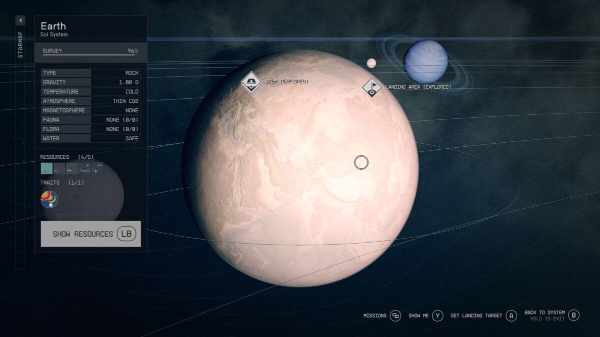 'Starfield' närbild av jorden på stjärnkartan.