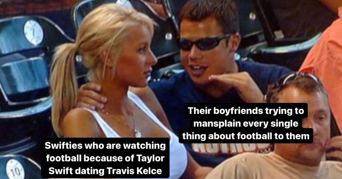 テイラー・スウィフトとトラヴィス・ケルシーのせいで、ボーイフレンドがガールフレンドにサッカーについて説明するミーム。