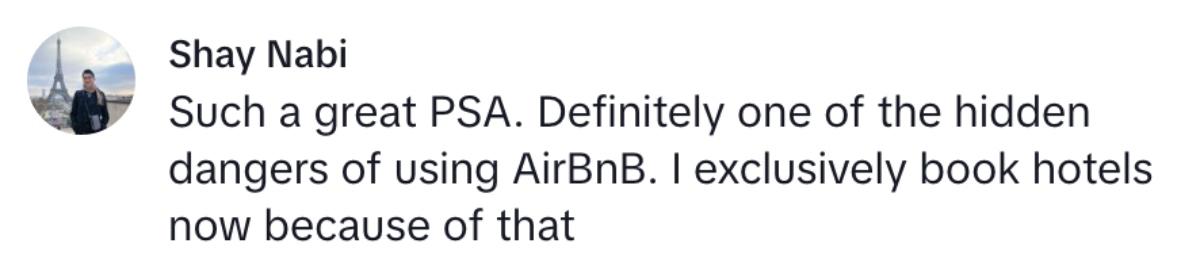 Un commento di TikTok sull'host di Airbnb che truffa una donna
