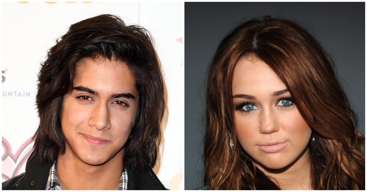 (lr): Avan Jogia og Miley Cyrus ved separate arrangementer,