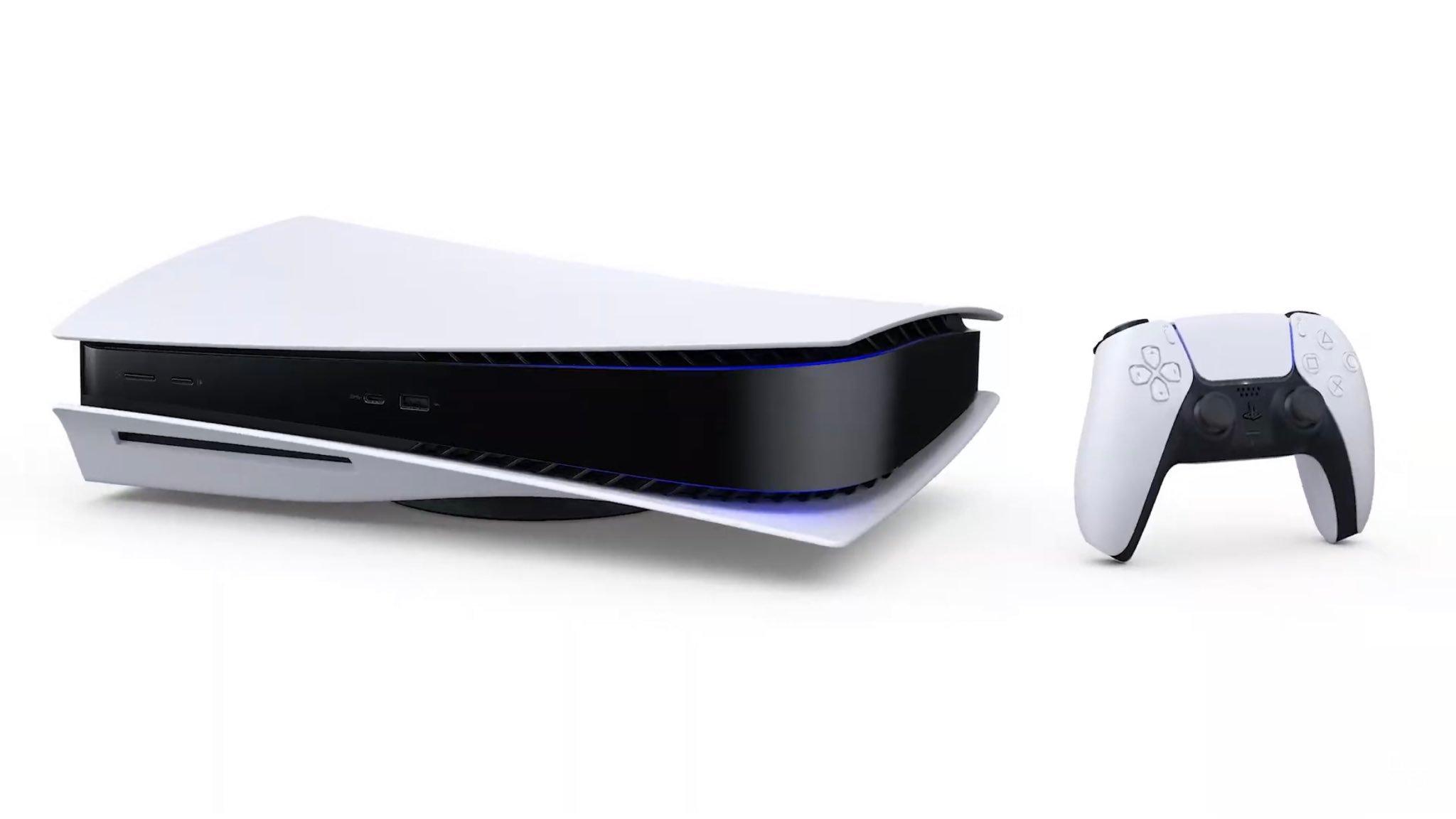 Officielt billede af den fysiske PS5-diskversion ved siden af ​​en controller.
