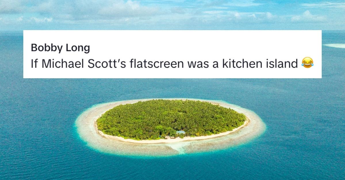 Commento sullo screenshot di TikTok dell'isola da cucina più piccola di sempre sulla foto di una piccola isola.