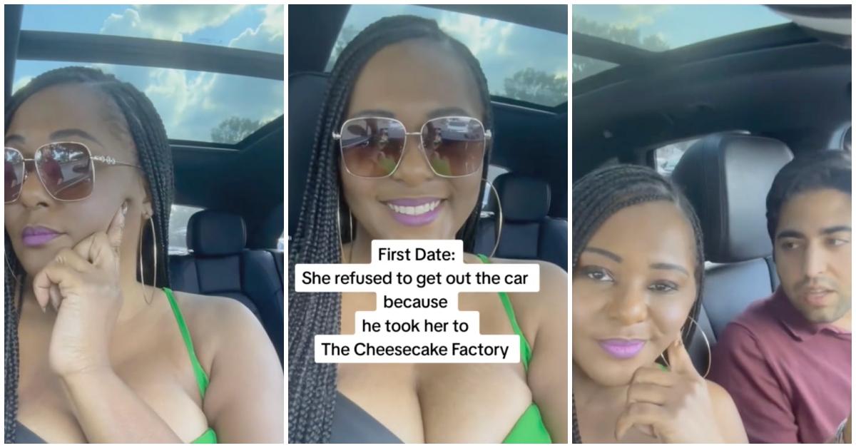 Una donna si è rifiutata di scendere dall'auto al The Cheesecake Factory al primo appuntamento
