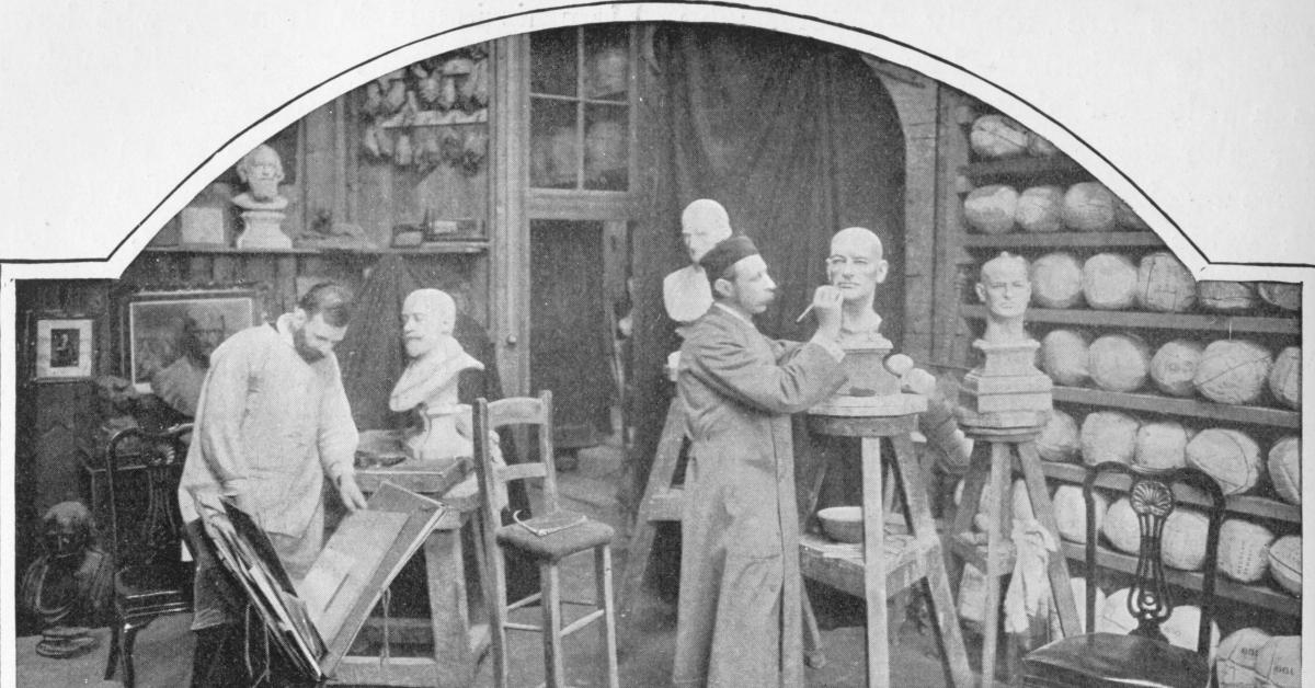 1903 年，男人们在制作杜莎夫人蜡像馆模型