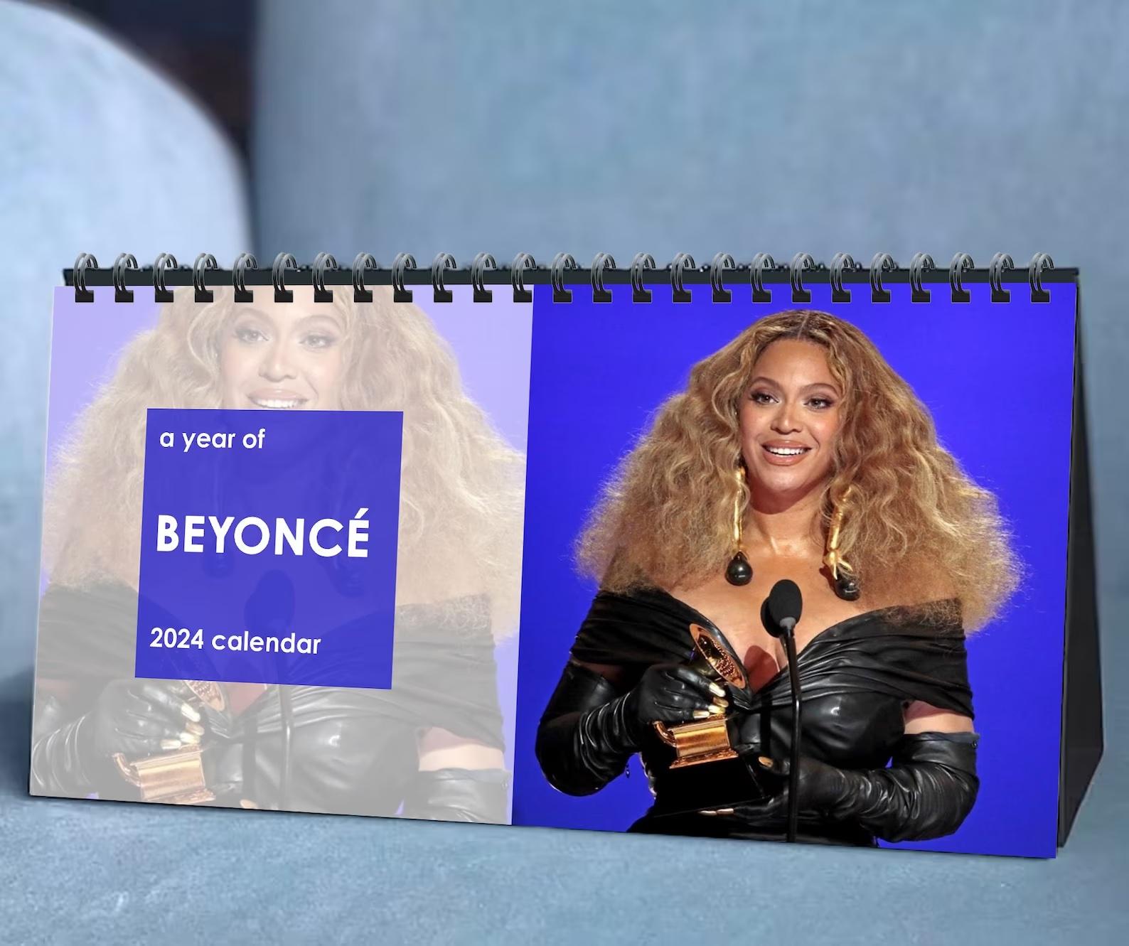 Un calendrier de bureau 2024 avec des photos de Beyoncé