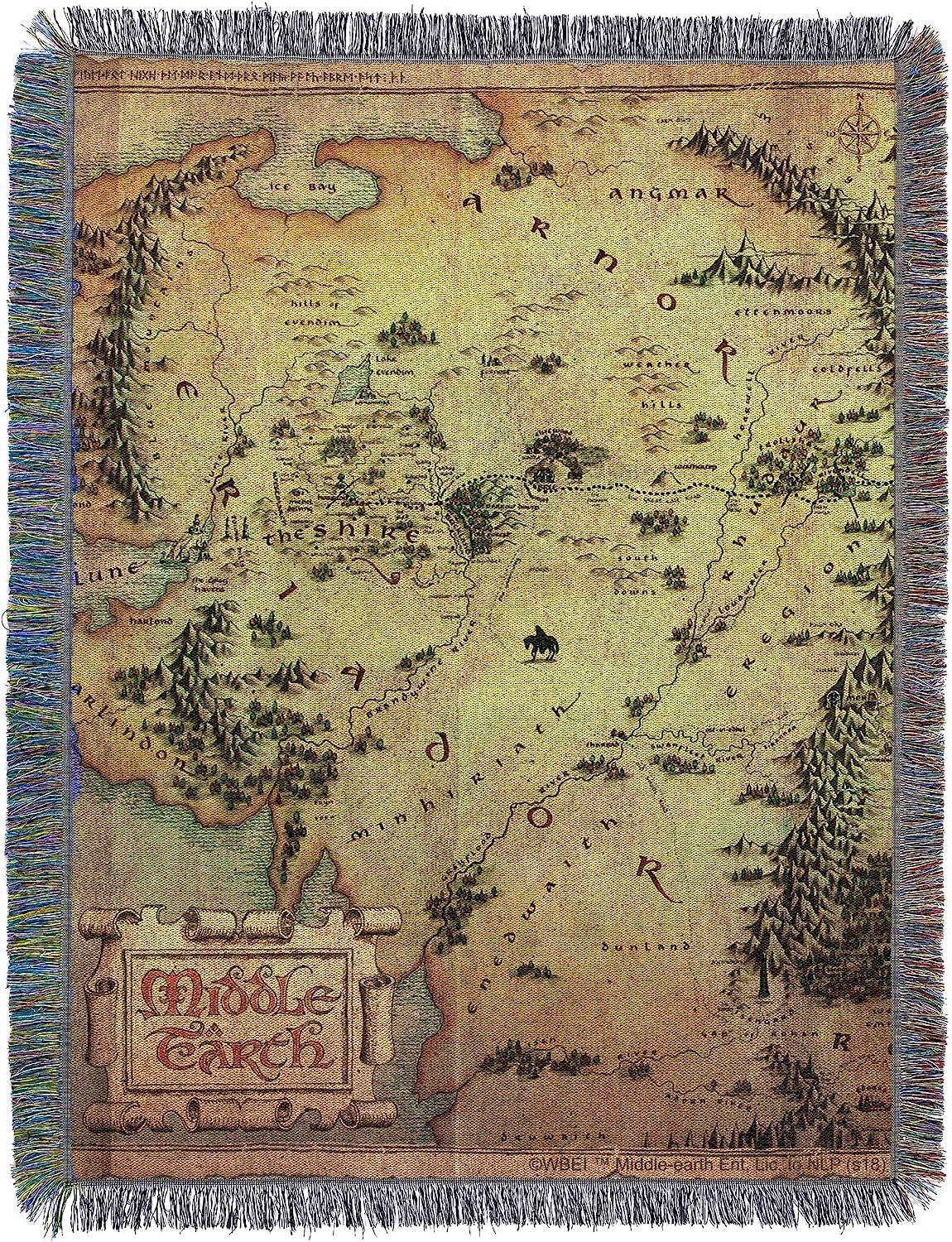 Una coperta raffigurante la mappa della Terra di Mezzo