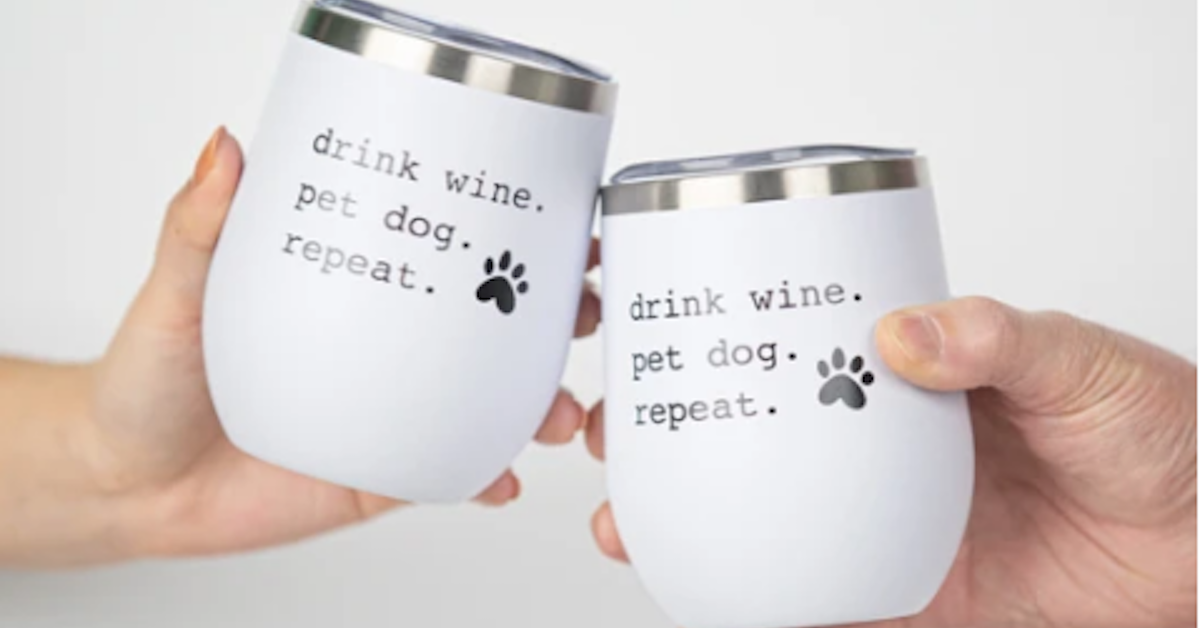 regali di San Valentino a tema cane - bicchiere da vino