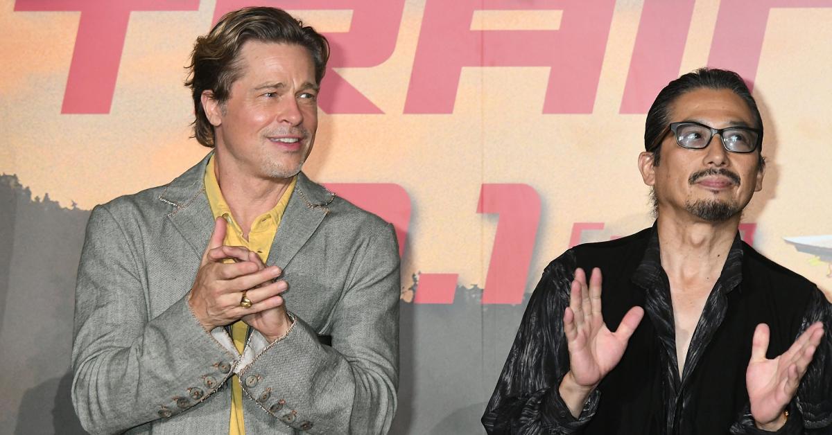 Brad Pitt und Hiroyuki Sanada nehmen am 23. August 2022 an der Bühnenbegrüßung „Bullet Train“ im Toho Cinemas Kyoto teil 