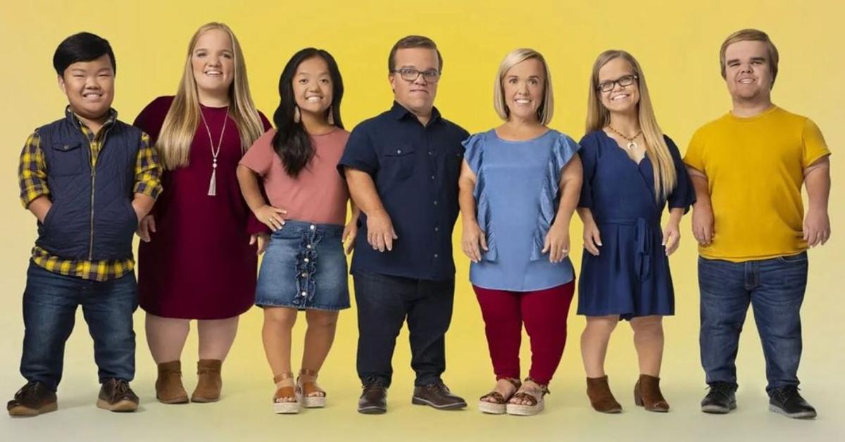 7 Promofotos der 14. Staffel von Little Johnstons auf gelbem Hintergrund