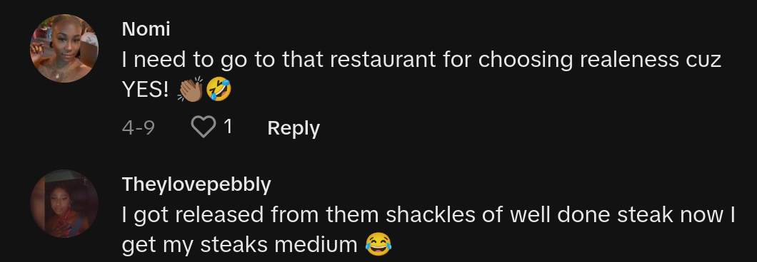 레스토랑은 사람들이 잘한 스테이크를 부끄럽게 만든다