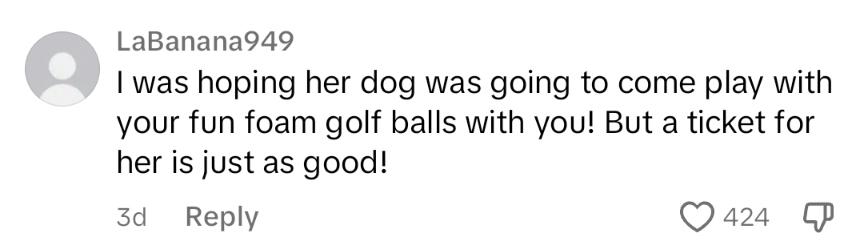 TikTokで公園にいる女性の犬についてコメント