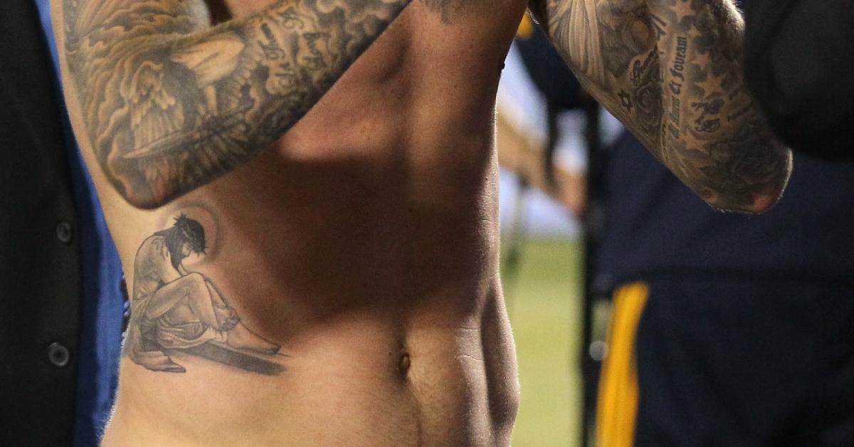 Il tatuaggio di Gesù di David Beckham nel 2012