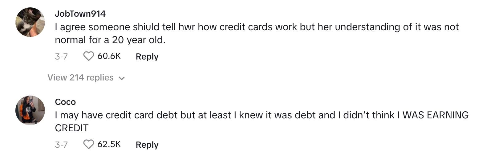tiktok, 20 ans, ne connaît pas la différence entre la dette de crédit et la limite de crédit