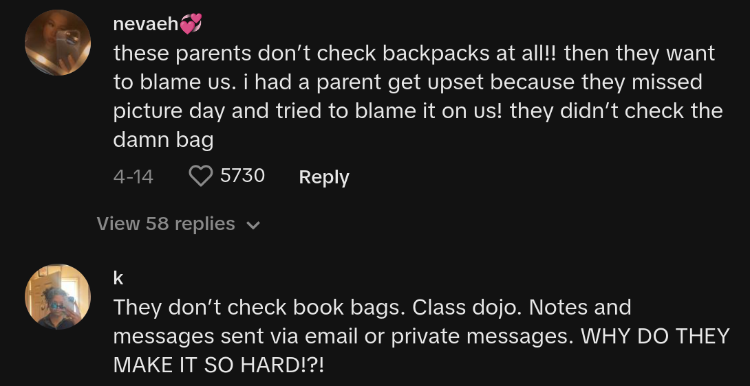 une femme sur tiktok fustige les parents imprudents qui ne vérifient pas les sacs à dos de leurs enfants